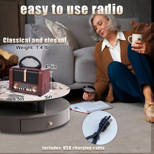 Emergency Weather Radio,Portable Emergency Radio,USB Solar Hand Crank Charging,SOS Alarm & Flashlight for Indoor Outdoor