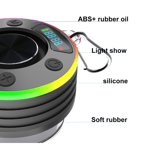 Bluetooth Shower Speaker,Mini Shower Speaker with Suction Cup,Shower Radio Wireless with RGB Light,FM Radio,Waterproof Bluetooth Speaker for Kayak