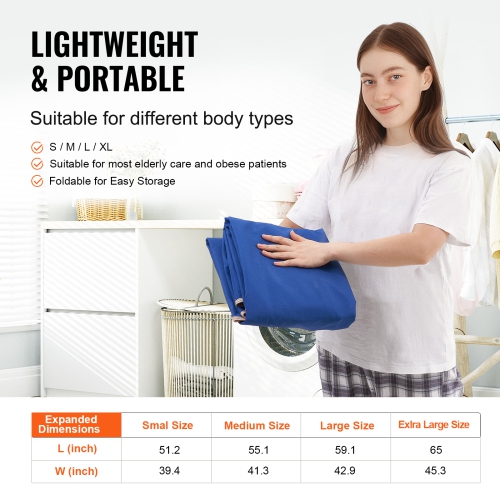 VEVOR 600LBS Capacity Universal Full Body Patient Lift Sling - Medium, Patient Lift Medical Sling for Easy Transfer, Polyester Patient Aid Transfer