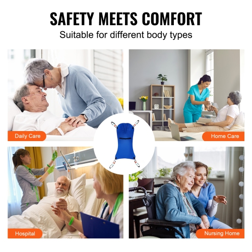 VEVOR 600LBS Capacity Universal Full Body Patient Lift Sling - Medium, Patient Lift Medical Sling for Easy Transfer, Polyester Patient Aid Transfer