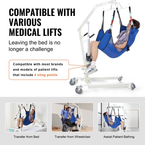 VEVOR 400LBS Capacity Full Body Patient Lift Sling, Patient Lift Medical Sling for Easy Transfer and Bathing, Polyester Patient Aid Transfer Sling