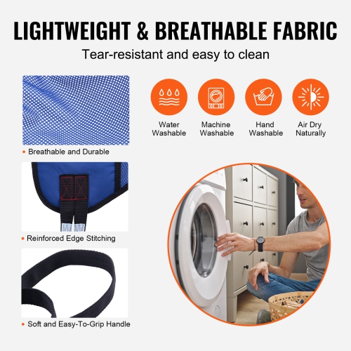 VEVOR 400LBS Capacity Full Body Patient Lift Sling, Patient Lift Medical Sling for Easy Transfer and Bathing, Polyester Patient Aid Transfer Sling