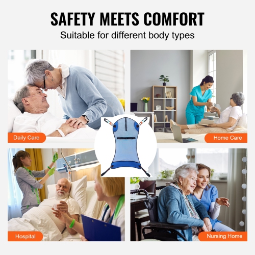 VEVOR 400LBS Capacity Full Body Patient Lift Sling, Patient Lift Medical Sling for Easy Transfer and Bathing, Polyester Patient Aid Transfer Sling