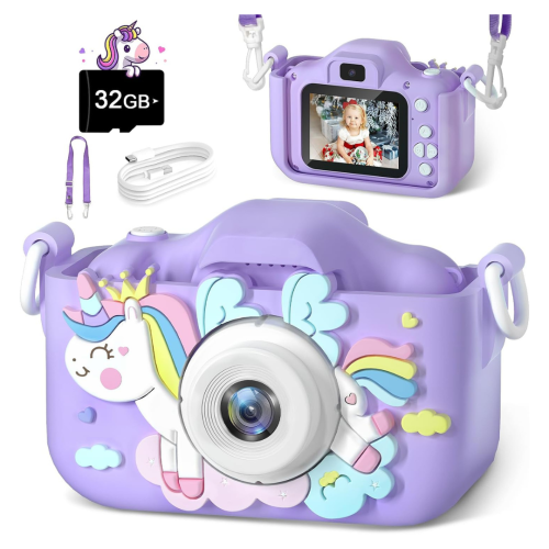 Anesky Kids Camera, 1080P HD Kid Digital Camera with 32GB TF Card, Educational Learning Toys for Ages 5-7, Best Christmas & Birthday Gift for Boys &