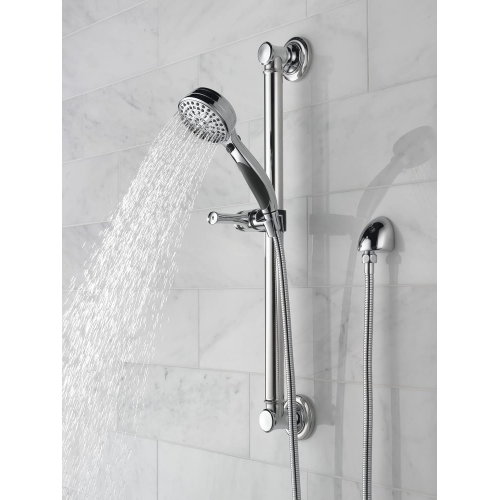 Delta Faucet 9-Spray Slide Bar Hand Held Shower with Hose, Chrome Handheld Shower Head, Slide Bar Hand Shower
