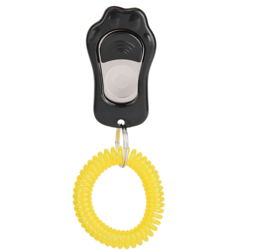 Image 1 of 10.. Adjustable 3 Gears Pet Dog Training Clicker Paw Shaped with Wrist Strap for Cats(Black)