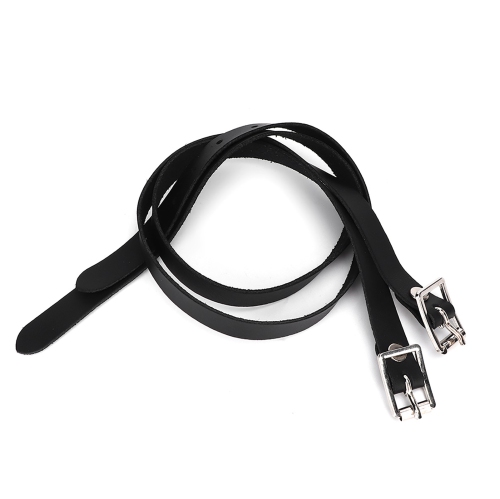 Image 1 of 10.. 1 Pair Lengthen For Spur Straps Leathers with Stainless Steel Buckle Horse Tool Accessories 50cm Black