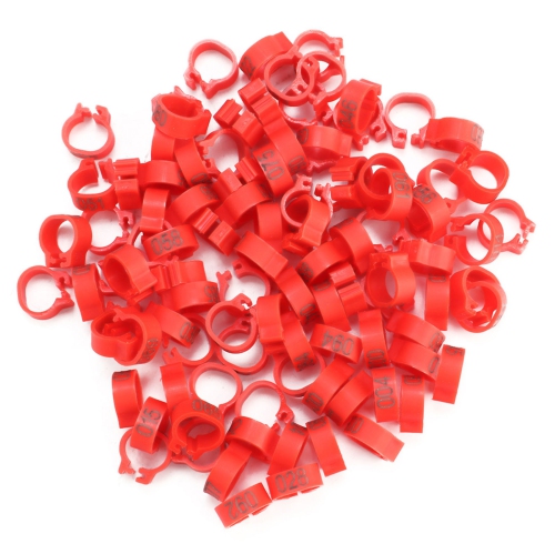 Image 1 of 10.. 100PCS/Bag 8MM 001-100 Numbered Plastic Letter Pigeon Bird Leg Bands Rings(red)