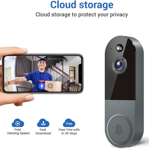 1080P Smart Video Doorbell Camera with Chime, Intelligent AI Human Detection, Cloud Storage, Two-Way Audio, IR Night Vision, Live View, Wide Angle