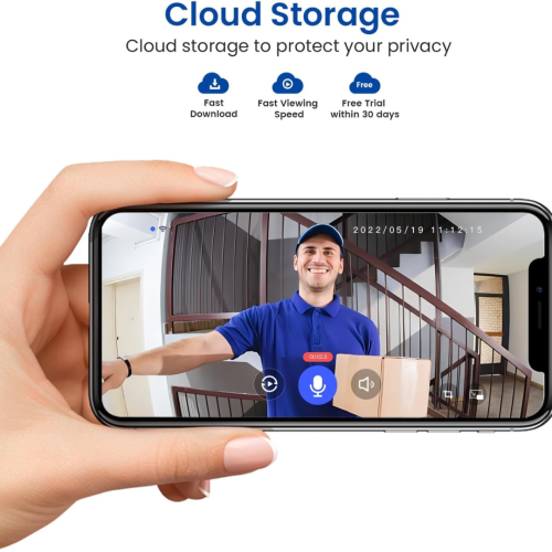 1080P Smart Video Doorbell Camera with Chime, Intelligent AI Human Detection, Cloud Storage, Two-Way Audio, IR Night Vision, Live View, Wide Angle