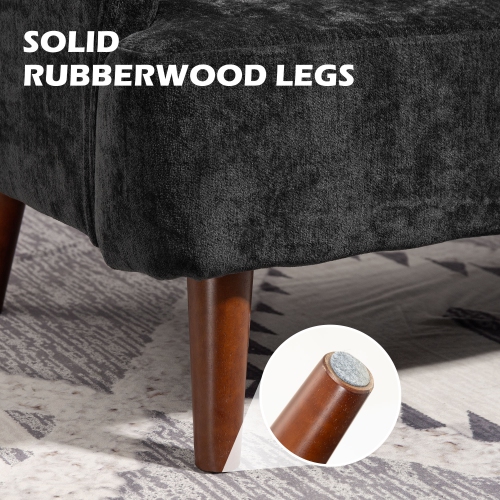 HOMCOM 55" Loveseat Sofa, 2 Seater Velvet Sofa Couch with 8.3" Thick Padding and Rubber Wood Legs, Upholstered Love Seat for Living Room, Bedroom,