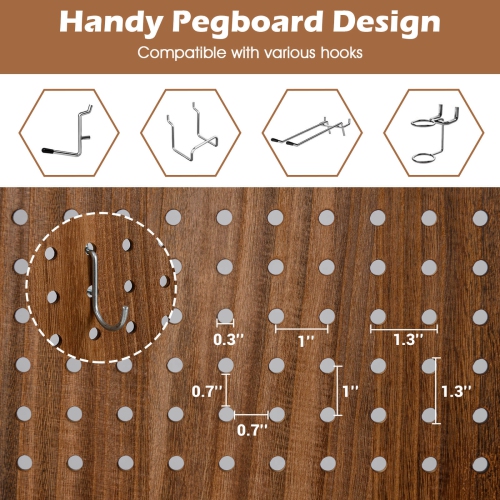 Costway 4/6 Panel Pegboard Display with 360° Metal Hinges Solid Wood Frame for Craft Show