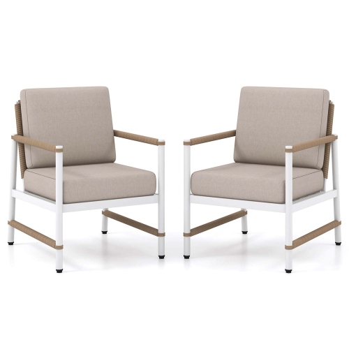 Costway 2 PCS Patio Sofa Set with Thick Cushions Modern Bistro Set for Poolside