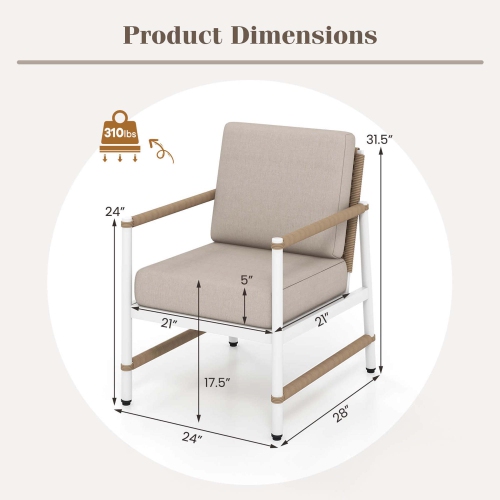 Costway 2 PCS Patio Sofa Set with Thick Cushions Modern Bistro Set for Poolside