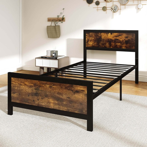 Costway Twin/Full/Queen Size Metal Bed Frame with Headboard & Footboard Metal Slats Support