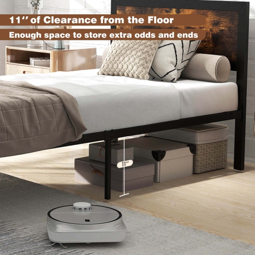 Costway Twin/Full/Queen Size Metal Bed Frame with Headboard & Footboard Metal Slats Support