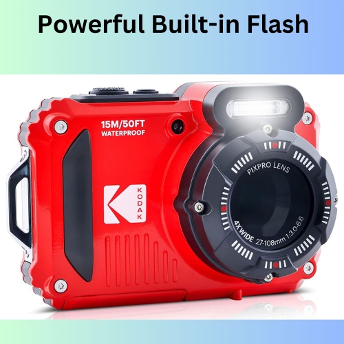 Appareil photo numérique étanche, antichoc, Wi-Fi à zoom optique 4x 1080p 16 Mpx HD intégrale Appareil photo ACL 2,7 po + bracelet en prime