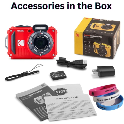 Appareil photo numérique étanche, antichoc, Wi-Fi à zoom optique 4x 1080p 16 Mpx HD intégrale Appareil photo ACL 2,7 po + bracelet en prime