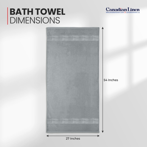 Canadian Linen Everest – Serviettes de bain de luxe, 27 x 54&nbsp;po, paq. 4, 100 % coton doux absorbant, séchage rapide, pour chambre d'invité, gris