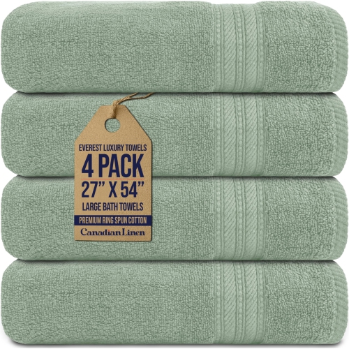 Canadian Linen Everest – Serviettes de bain de luxe, 27 x 54&nbsp;po, paq. 4, ensemble de serviettes légères à séchage rapide, absorbantes de coton,