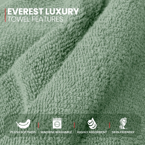 Canadian Linen Everest – Serviettes de bain de luxe, 27 x 54 po, paq. 4, ensemble de serviettes légères à séchage rapide, absorbantes de coton,