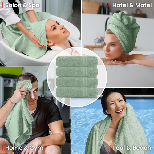 Canadian Linen Everest – Serviettes de bain de luxe, 27 x 54 po, paq. 4, ensemble de serviettes légères à séchage rapide, absorbantes de coton,