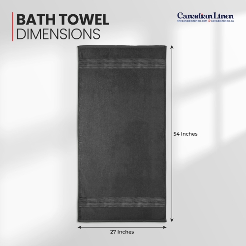 Canadian Linen Everest Luxury Color Bath Towels, 27”x54” 4 Pack, Lightweight Quick Dry Cotton Soft Absorbent Towels Sets For Home Bathroom, Dark Grey