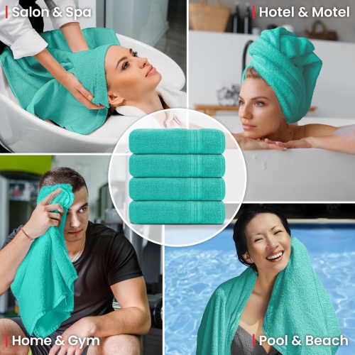 Canadian Linen Everest Luxury – Serviettes de bain, 27 x 54 po, paq. 4, doux absorbant, poids léger, coton épais, séchage rapide, salons de
