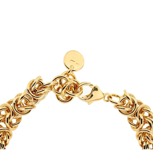 18kt Gold Plated 7.5" Byzantine With 12mm Pearl Center Bracelet