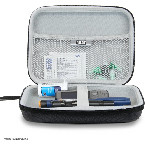 USA GEAR Insulin Travel Case - Diabetic Bag with Protective Hard Shell Exterior, Zipper and Wrist Strap - Diabetic Travel Case Holds Insulin,