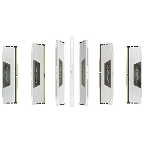 Mémoire DDR5 64 Go (2 x 32 Go) 6000 MHz Vengeance de Corsair pour PC (CMK64GX5M2B6000Z30W) - Blanc