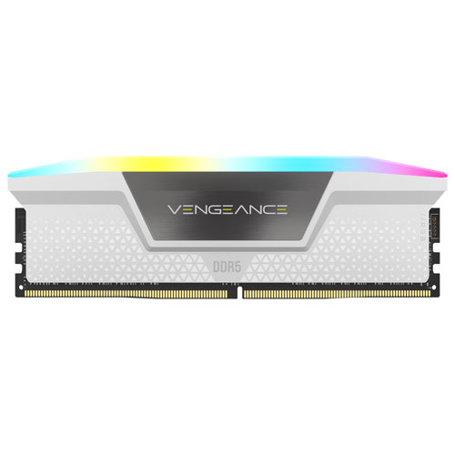 Mémoire DDR5 64 Go 6000 MHz Vengeance RGB de Corsair pour PC (CMH64GX5M2B6000Z30W) - Blanc