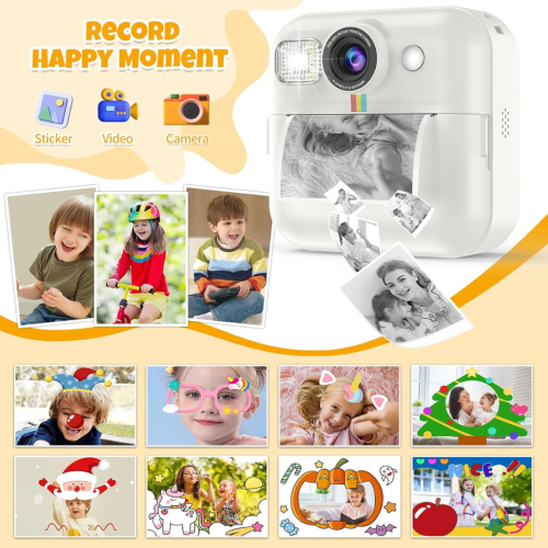 Kids Camera,Toddler Camera Instant Print Toys,1080P Children Printable Camera,Christmas Birthday Gifts for Girls Boys Age 3-10 with 3 Roller Photo