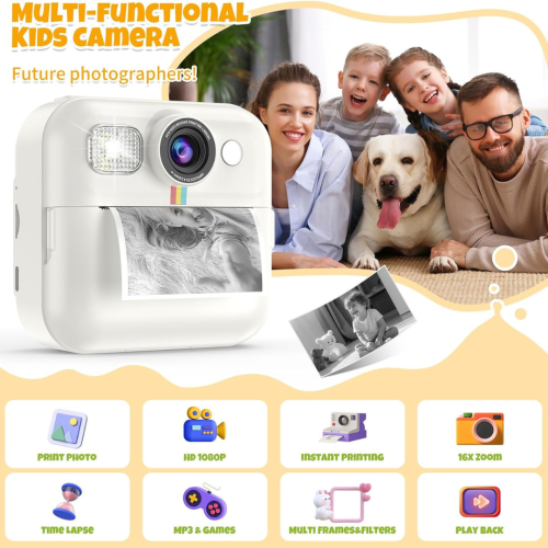 Kids Camera,Toddler Camera Instant Print Toys,1080P Children Printable Camera,Christmas Birthday Gifts for Girls Boys Age 3-10 with 3 Roller Photo