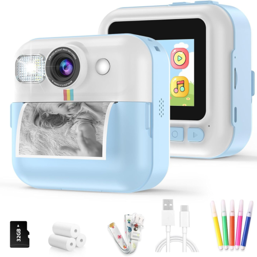 Kids Camera,Toddler Camera Instant Print Toys,1080P Children Printable Camera,Christmas Birthday Gifts for Girls Boys Age 3-10 with 3 Roller Photo