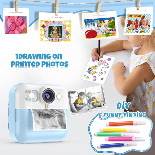 Kids Camera,Toddler Camera Instant Print Toys,1080P Children Printable Camera,Christmas Birthday Gifts for Girls Boys Age 3-10 with 3 Roller Photo