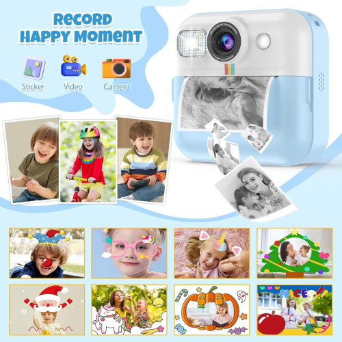 Kids Camera,Toddler Camera Instant Print Toys,1080P Children Printable Camera,Christmas Birthday Gifts for Girls Boys Age 3-10 with 3 Roller Photo