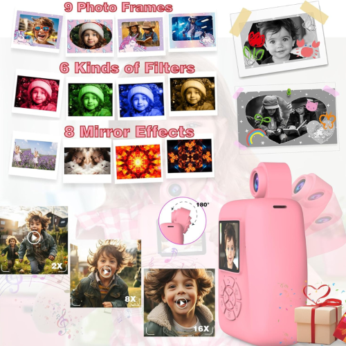 Kids Camera,Toddler Camera Instant Print Toys,1080P Children Printable Camera,Christmas Birthday Gifts for Girls Boys Age 3-10 with 3 Roller Photo