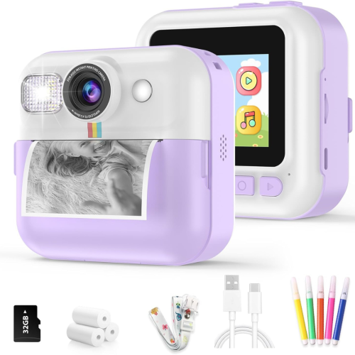 Kids Camera,Toddler Camera Instant Print Toys,1080P Children Printable Camera,Christmas Birthday Gifts for Girls Boys Age 3-10 with 3 Roller Photo