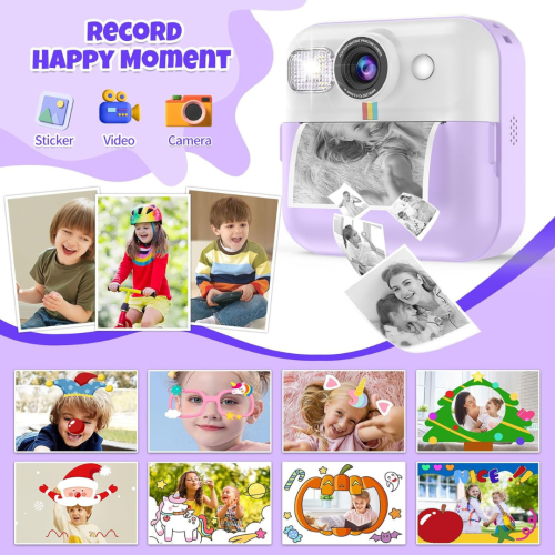 Kids Camera,Toddler Camera Instant Print Toys,1080P Children Printable Camera,Christmas Birthday Gifts for Girls Boys Age 3-10 with 3 Roller Photo