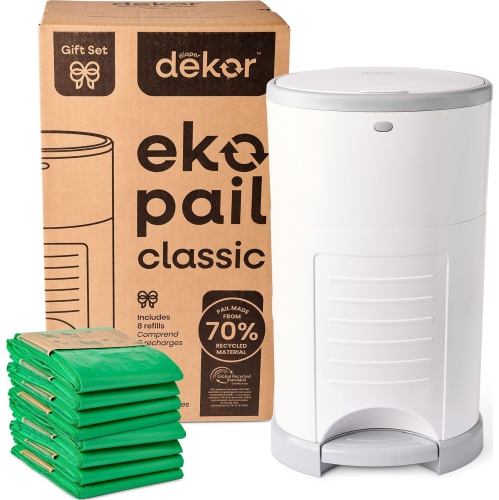 Image 1 de 7.. Ensemble-cadeau avec seau à couches classique Eko de Dekor - Blanc