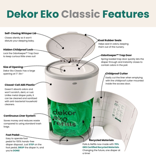 Ensemble-cadeau avec seau à couches classique Eko de Dekor - Blanc