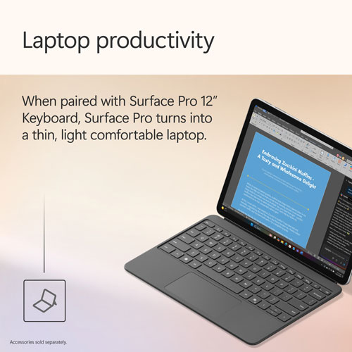 Microsoft Surface Pro (LCD) Copilot+ PC 12" 512GB Tablet with Snapdragon X Plus/16GB RAM (2025) - Ocean - Device Only