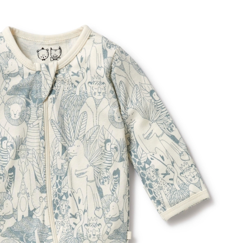 Wilson+Frenchy Organic Cotton Zipsuit with Feet - Hello Friends