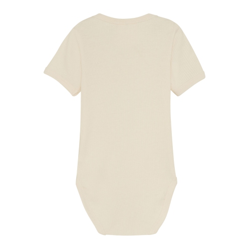 Minymo Ribbed Short-Sleeve TENCEL Modal Bodysuit - White Swan