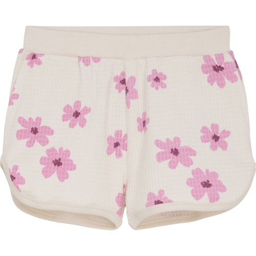 Minymo Cotton Sweat Shorts - Pink Flowers/White Swan