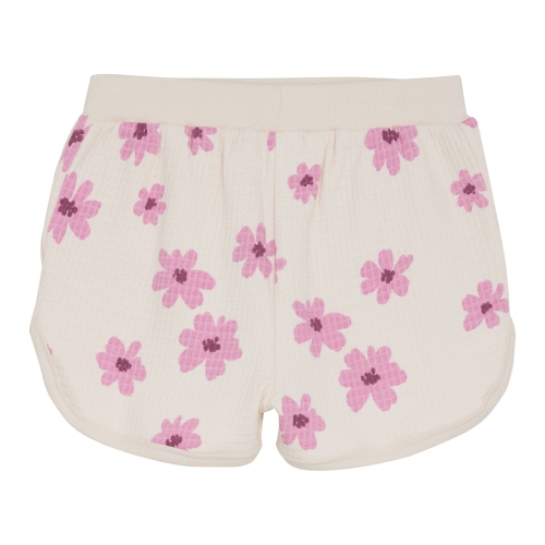 Minymo Cotton Sweat Shorts - Pink Flowers/White Swan