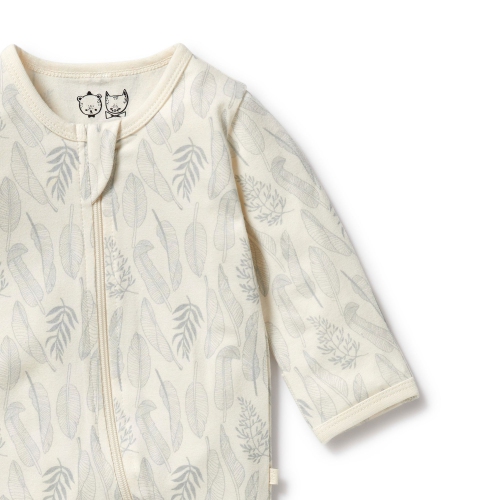 Wilson+Frenchy Organic Cotton Zipsuit with Feet - New Leaf