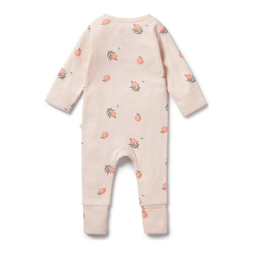 Wilson+Frenchy – Maillot à glissière avec pieds en coton biologique – Pêches