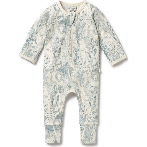 Wilson+Frenchy Organic Cotton Zipsuit with Feet - Hello Friends